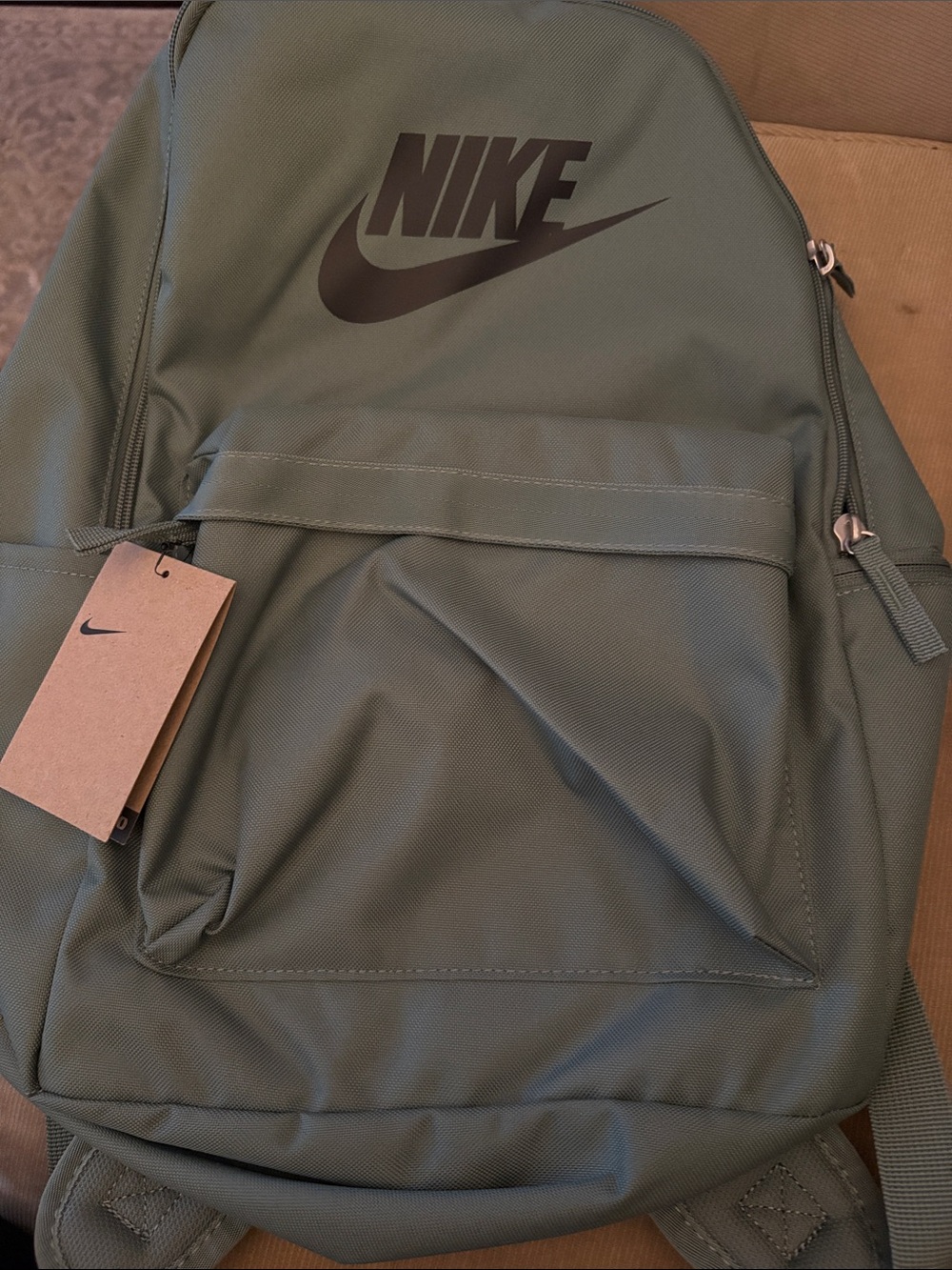 Nike Men’s Olive Green Backpack with Black Logo